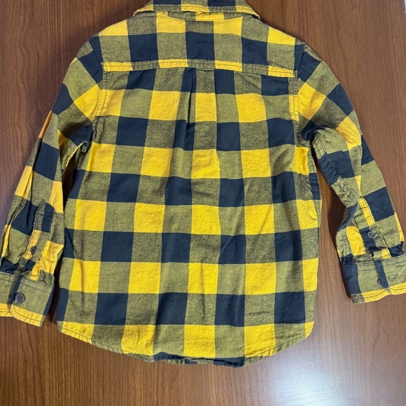 Cat & Jack Boys Flannel Plaid Collard Shirt Size XS Yellow/Black - Picture 2 of 9